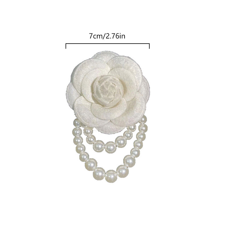 Broche fleur de camélia en tissu pour femme, épingles, perle, gland, corsage, bijoux fantaisie, col de chemise, accessoires, cadeau