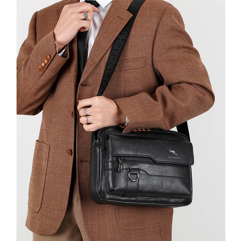 Teczka ze skóry PU torebka męska Cross Messenger Casual Business Tote kwadratowe portfele na ramię torba na ramię