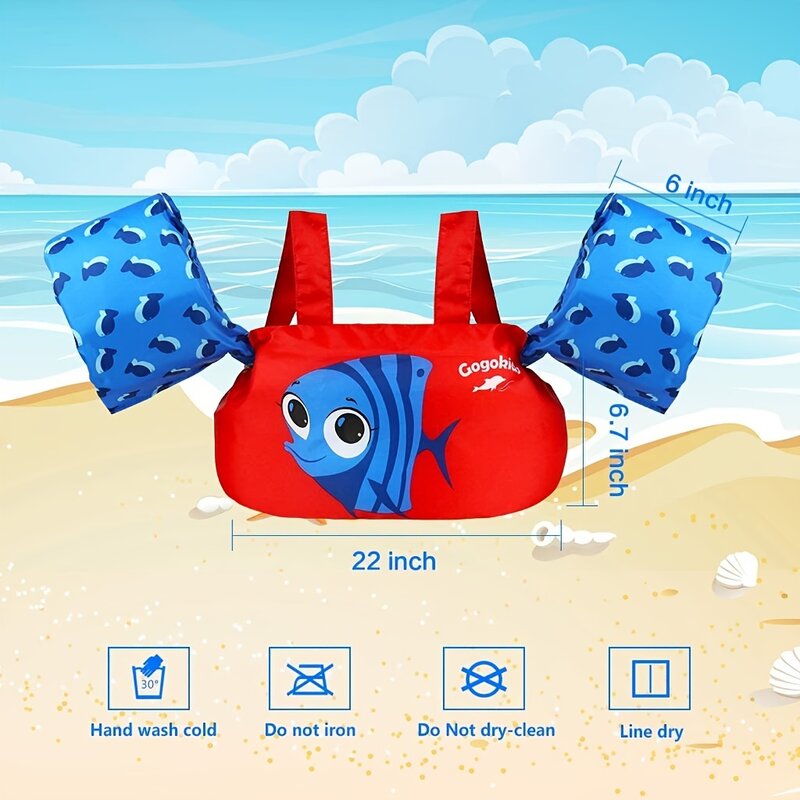 Gilet de natation gonflable et flottant pour enfant de 2 à 6 ans, 1 pièce
