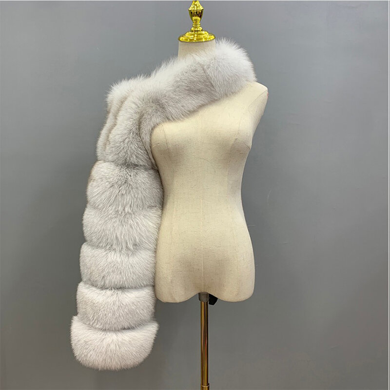 Vestiti caldi invernali 2023 cappotti di pelliccia sintetica di volpe d'argento donne una spalla manica lunga giacche di visone calde cappotto di pelliccia Femme Top