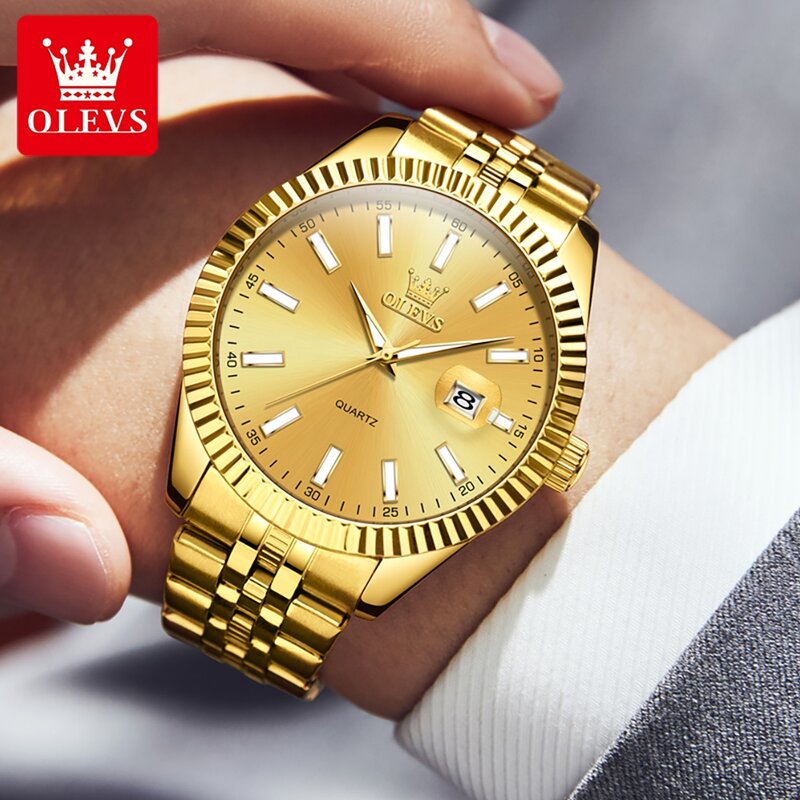 OLEVS 5593 Original Quartz Men's Watch Luxury Brand Waterproof Luminous High Quality Stainless Steel Watch for Men Hand Clock