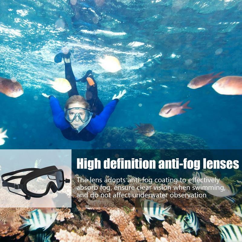 Schutzbrille Schwimmen Erwachsene Weitwinkel Schwimm brille Anti-Fog keine undichte Erwachsenen brille mit Ohr stöpseln Schnorcheln Schwimm brille