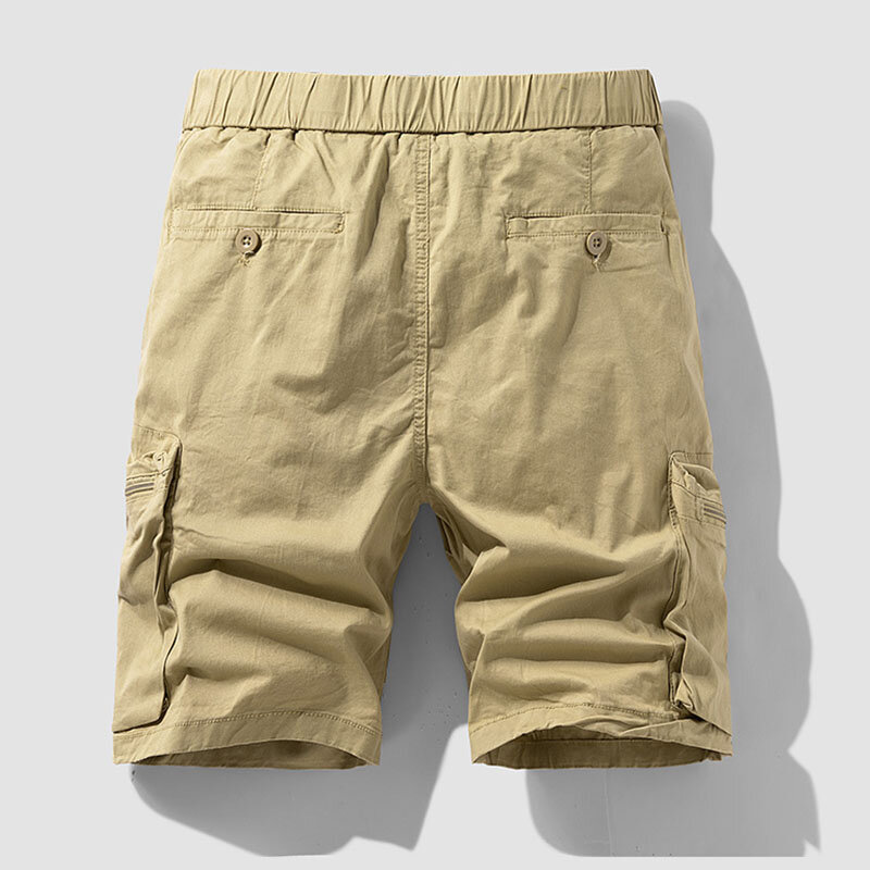 Summer Men Cargo Cotton  Shorts Mens Casual Breeches Bermuda Solid Multi-Pocket Shorts Men Spring Fashion Joggers Shorts Male