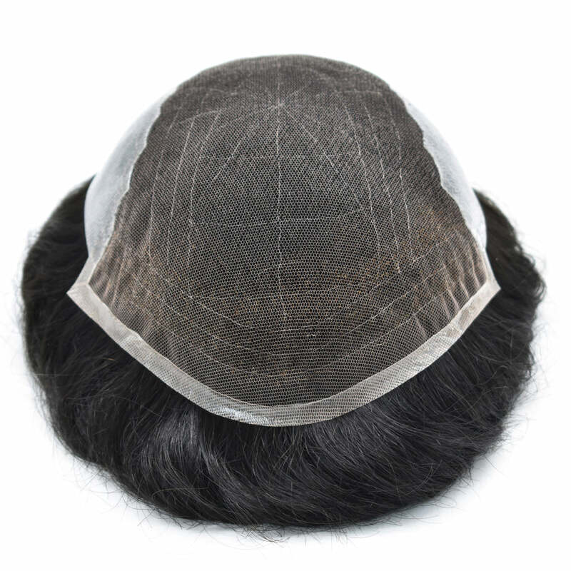 Парик Kuin Lace & PU для мужчин, парик из 100% человеческих волос для мужчин, прямой дышащий мужской капиллярный протез, мужской парик
