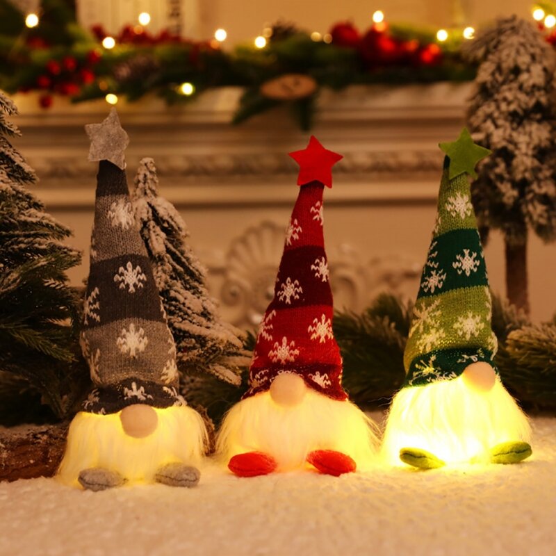 Gnome brilhante Natal Faceless boneca, decoração de casa, presente de ano novo, Feliz Natal, 6 estilos