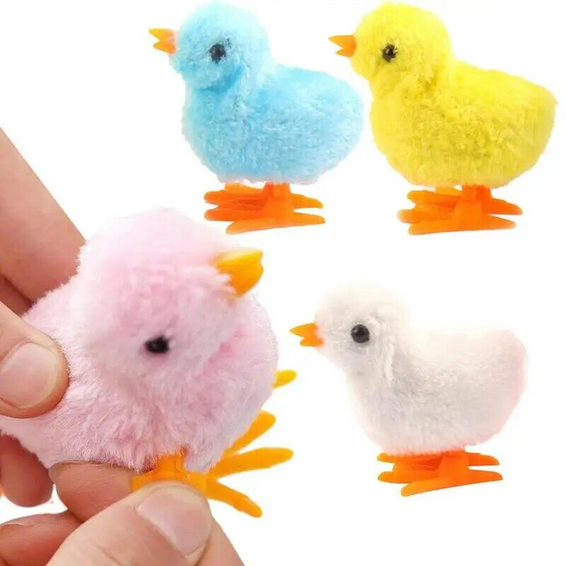 Wind Up Chicks Jumping Walking Hopping Cartoon Plush Chicken Clockwork Interative Playing Toy Plush Stuffed Animal For Party