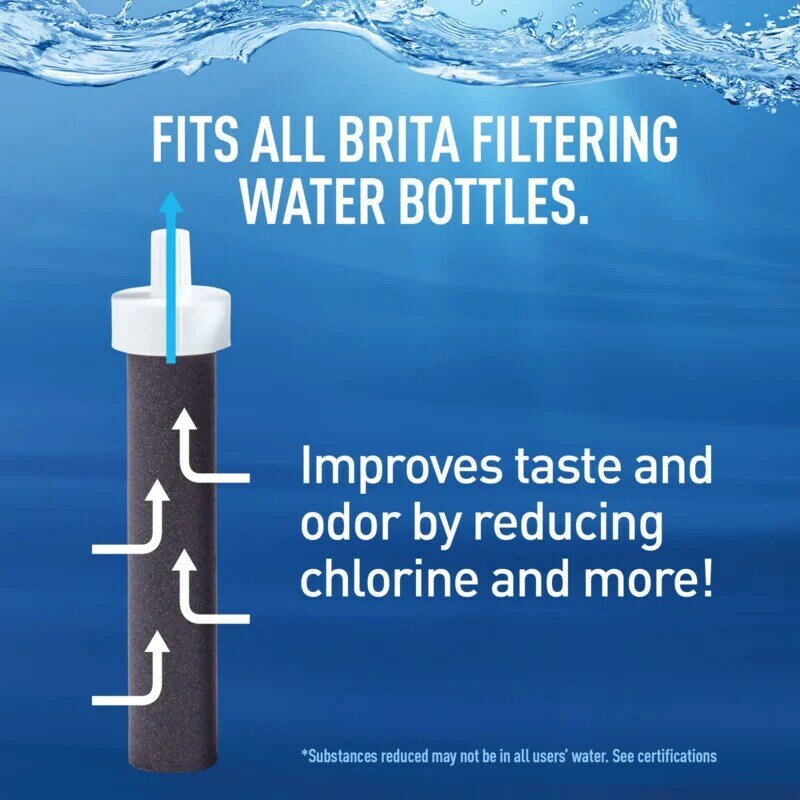 Brita-botella de agua filtrada a prueba de fugas de acero inoxidable Premium, carbono, 20 oz