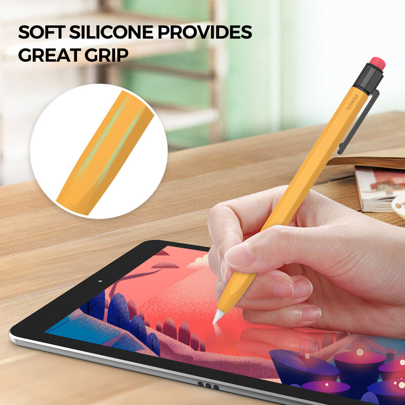 Estojo de Silicone para Lápis Apple, Antiderrapante, Anti-Queda, Capa Protetora, Correspondência de Cores, iPad, 1, 2