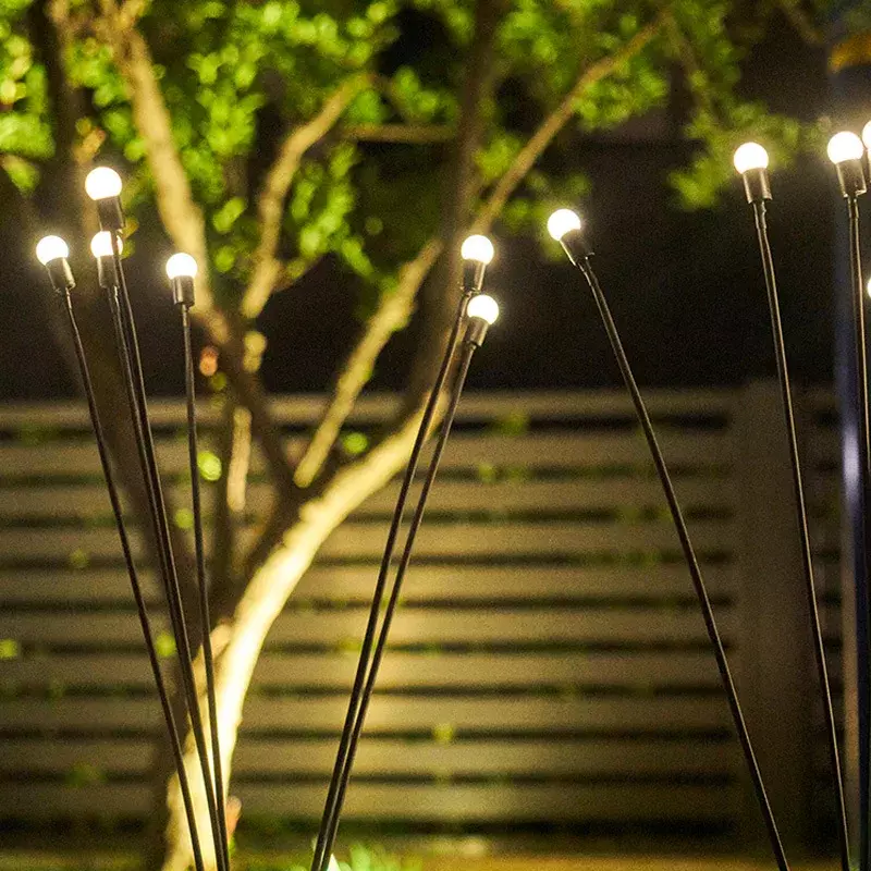 Driekoppige Vuurvlieg Solar Outdoor Waterdichte Vuurvlieg Lamp Binnenplaats Tuin Lay-Out Sfeer Decoratie Creatief Buitengazon
