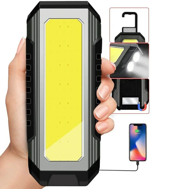 1200LM Rechargeable Work Light Portable LED Magnetic Lights With 7 Light Modes 4000mAh Bright Flashlight For Car Repairing Home