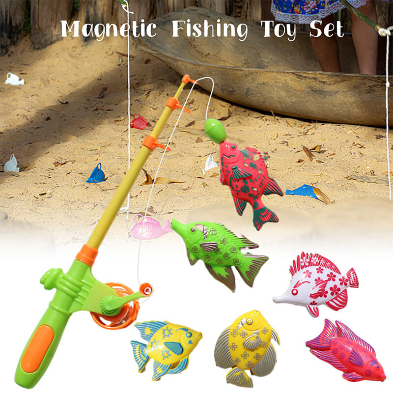 6PCS Montessori Wooden Magnetic Fishing Toys Funny Marine Life Cognition Wooden Toys For Toddlers Christmas Birthday Gifts