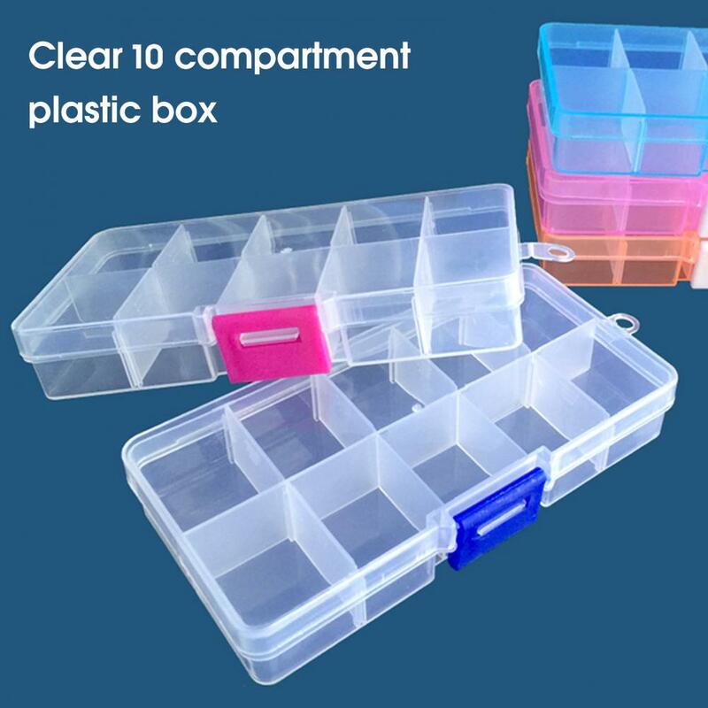 Caja de almacenamiento de plástico con compartimento de 10 rejillas, organizador de joyas con ranura desmontable, organizador de exhibición de Joyas
