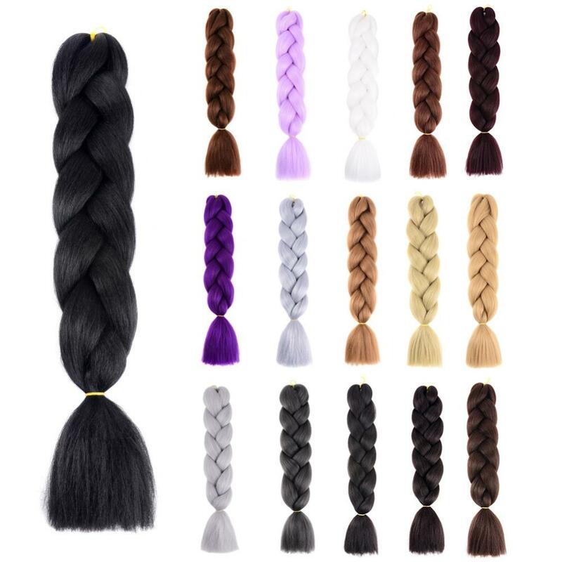 Extensões sintéticas do cabelo para tranças africanas, trança do crochê, rabo de cavalo, trança Jumbo, fibra de alta temperatura, perucas, 60cm