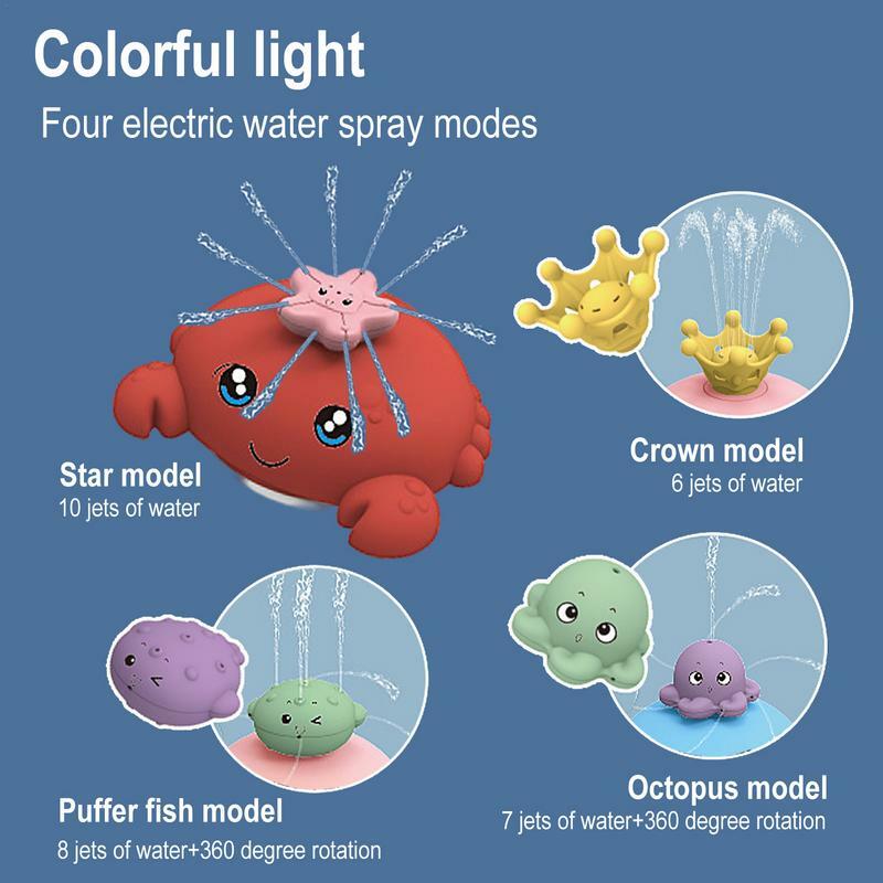 Brinquedos de banheira Squirter dos desenhos animados para crianças, água spray, luz LED, brinquedos luminosos para crianças, meninos e meninas