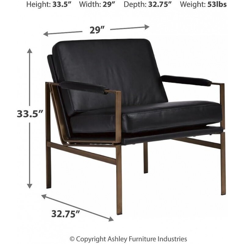 Desain khas oleh Ashley Puckman kursi aksen kulit Modern abad pertengahan, HITAM