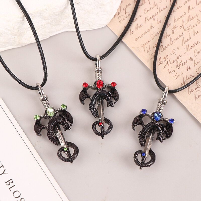 Retro Dragon Sword Pendant Necklace Fashion Exquisite Necklace Anime Jewelry Accessories