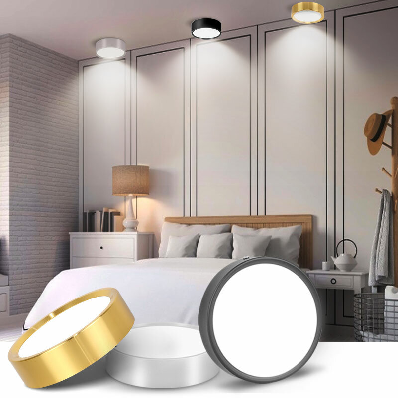 โคมไฟติดเพดาน LED ไฟติดเพดานขนาดเล็ก3เปลี่ยนสีได้5/10/15/25W สำหรับห้องนั่งเล่นห้องนอนห้องน้ำตกแต่งห้องครัวหรูหรา