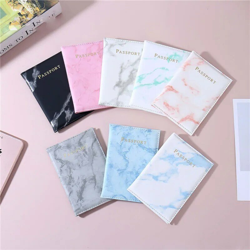Fashion Women Men Passport Cover Pu Leather Marble Travel ID Credit Card Passport Holder Packet Wallet Purse Bags Pouch