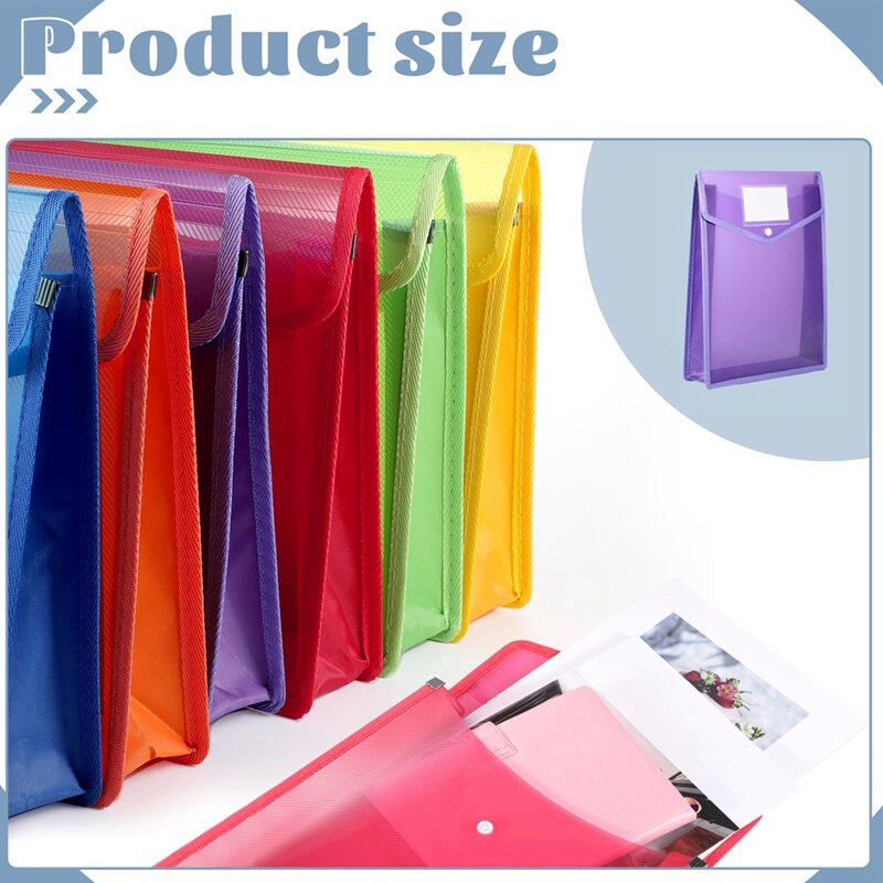 A4 플라스틱 지갑 폴더, 포퍼 지갑, 문서 포켓, 단추 클로저 카드 슬롯, 6 개