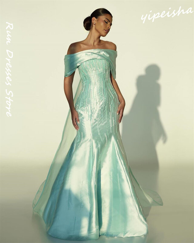 Elegant Off-the-shoulder Mermaid Sweep/Brush Quinceanera Dresses Beading SatinFormal Occasion Gown вечернее платье женское جد