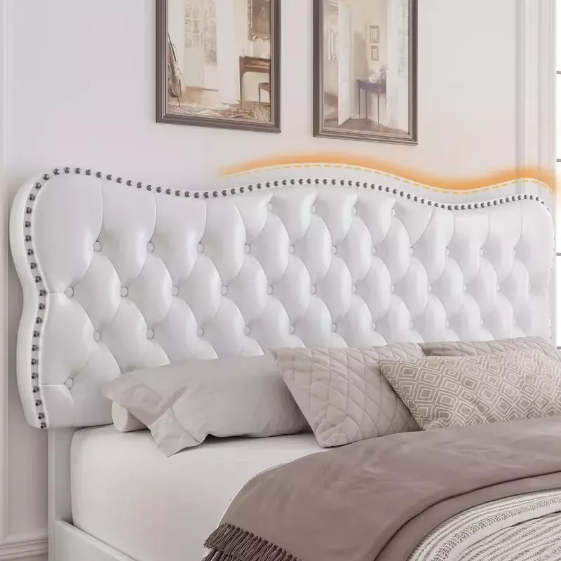Marco de cama tamaño King/Queen con 4 cajones de almacenamiento, plataforma tapizada, marcos de camas con botón, cabecero cosido, marco de cama