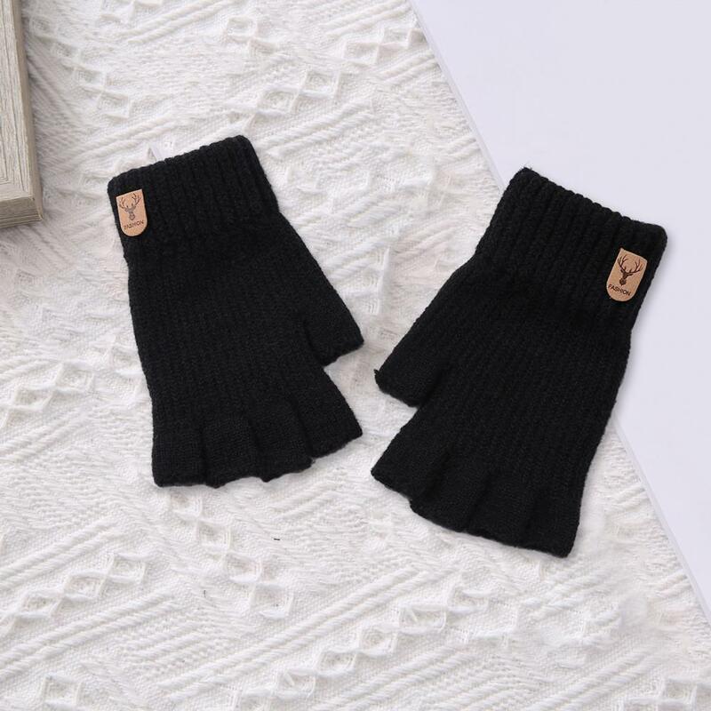 Writing Gloves Cozy Stylish Half Finger Knitted Gloves for Winter Writing Soft Warm Anti-slip Unisex Accessories