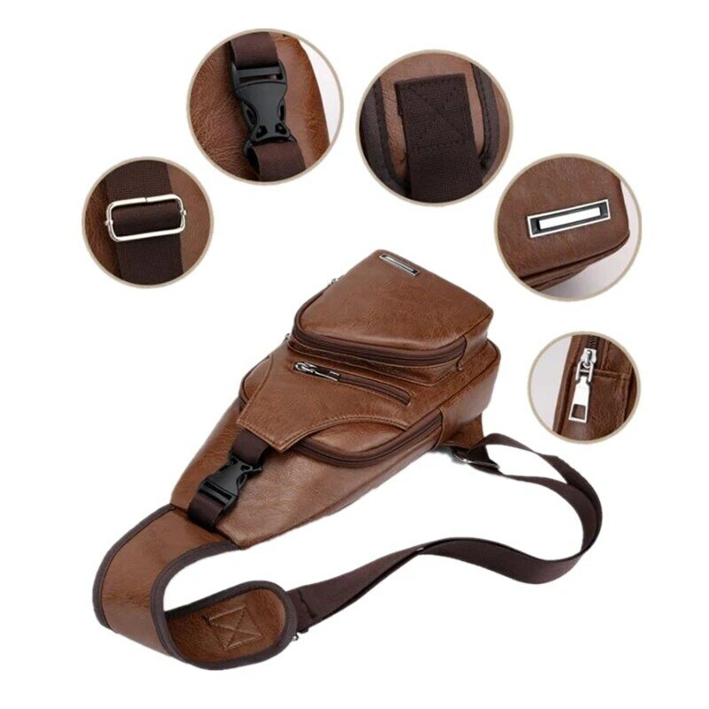 Male USB Charging Shoulder Crossbody Chest Bag For Men Anti Theft Chest Waist Pack Trip Messenger Bags Single Strap Back Bag