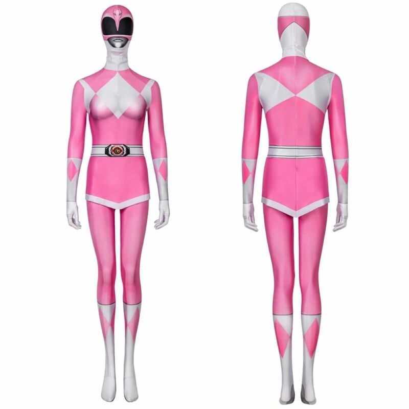 Halloween Pink Ranger Role Playing Zyuranger Adult Mei Kimberly High Quality Sexy Zentai One Piece Dress with Hat 3D Printing