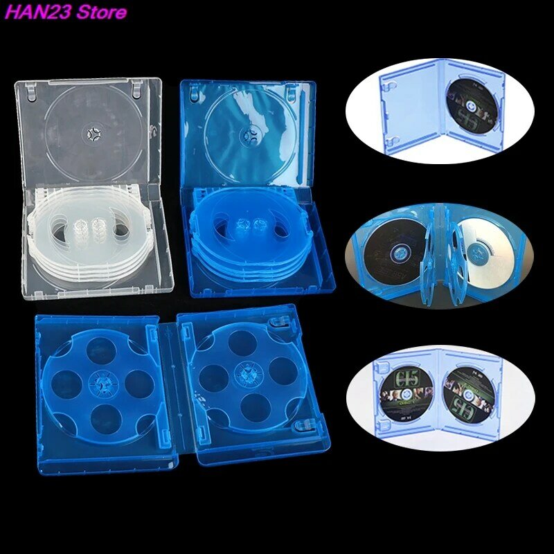 PS4およびps5用のcdストレージボックス、青色の交換用ゲームケース、CDおよびDVDディスク収納ブラケット、保護ボックス、1個