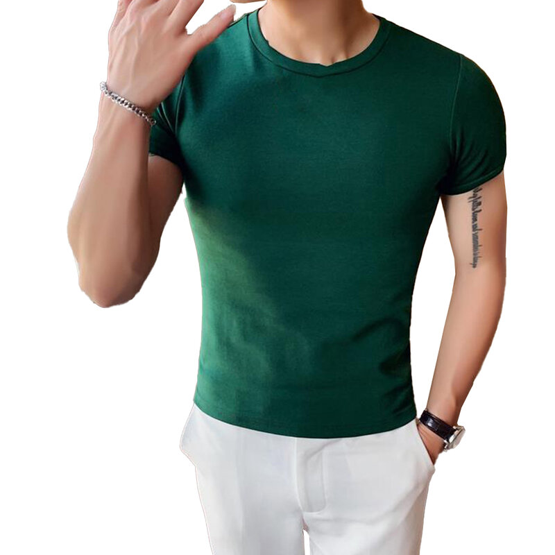 Mann Tops Shirt täglich Rundhals ausschnitt Kurzarm Active T-Shirt lässig Slim Fit Muskel Active wear Top für Mann bequem