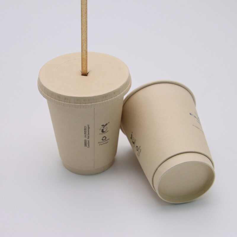 Taza de café con tapa de papel de pulpa con logotipo impreso de doble pared, producto personalizado, venta