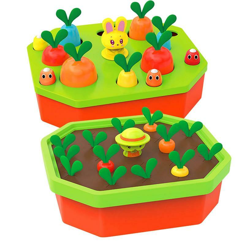 Juguete educativo Montessori para niños, bonito juguete de cosecha de zanahoria, juego de aprendizaje de conteo de clasificación de colores para preescolar
