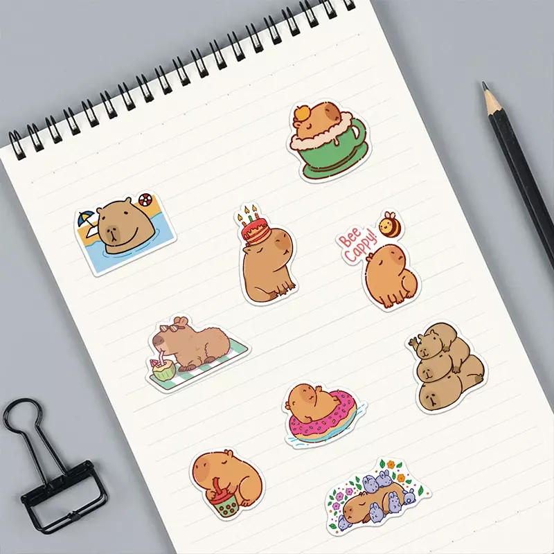 10/30/50 sztuk Cute Cartoon Capybara pcv Graffiti naklejki przyklejony estetyczny ozdobny album DIY dziecko telefon dostawa artykułów piśmienniczych