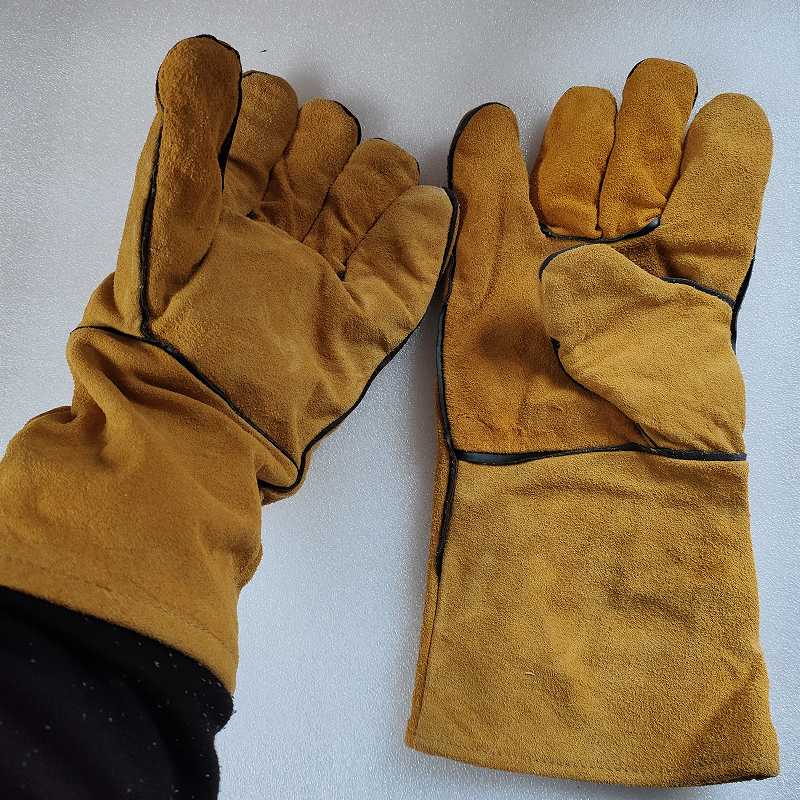 TIG MMA ARC-guantes protectores de soldadura de cuero para hombres, resistentes al calor, guantes de soldadura grandes y largos, resistentes, xl