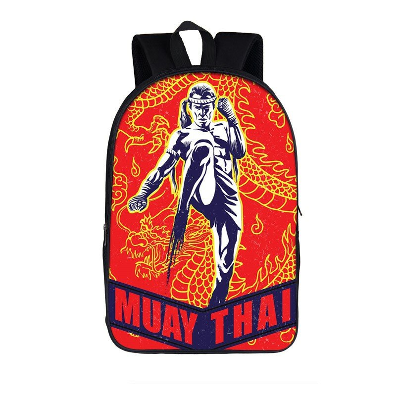 Tas punggung pola Muay Thai pria muda tas bahu anak laki-laki tas sekolah siswa anak remaja anak-anak ransel kasual harian