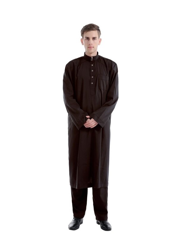 Abaya-Robe musulmane pour hommes, tenue arabe solide pour le Ramadan, Pakistan, Arabie Saoudite, Eid, Turquie, vêtements nationaux islamiques