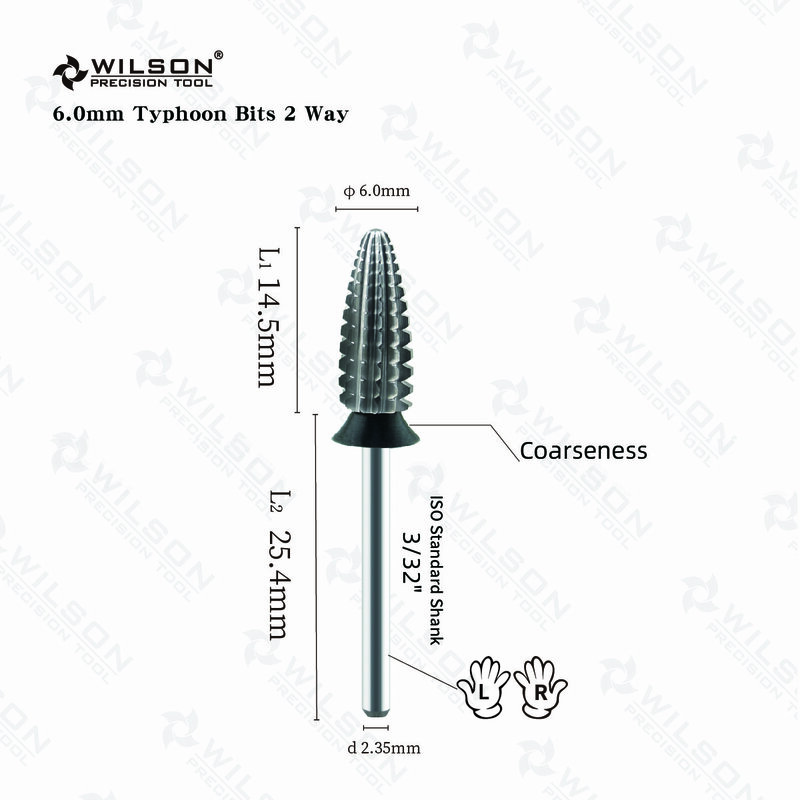 WILSON Typhoon Bits(2 Way)-매니큐어 드릴 비트용 손톱 커터 도구, 손톱 액세서리, 하드 젤 제거, 무료 쇼핑