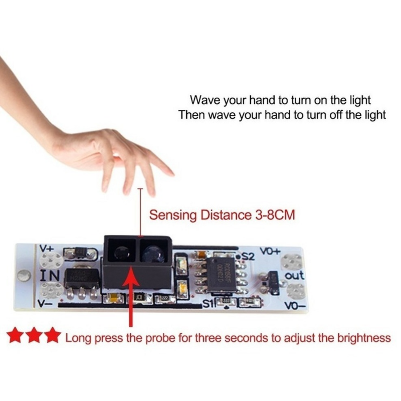 ระยะทางสั้น Scan Sweep Hand Sensor โมดูลสวิทช์36W 3A แรงดันไฟฟ้าคงที่อัตโนมัติสมาร์ทโฮมใช้งานร่วมกับ XK-GK-4010A