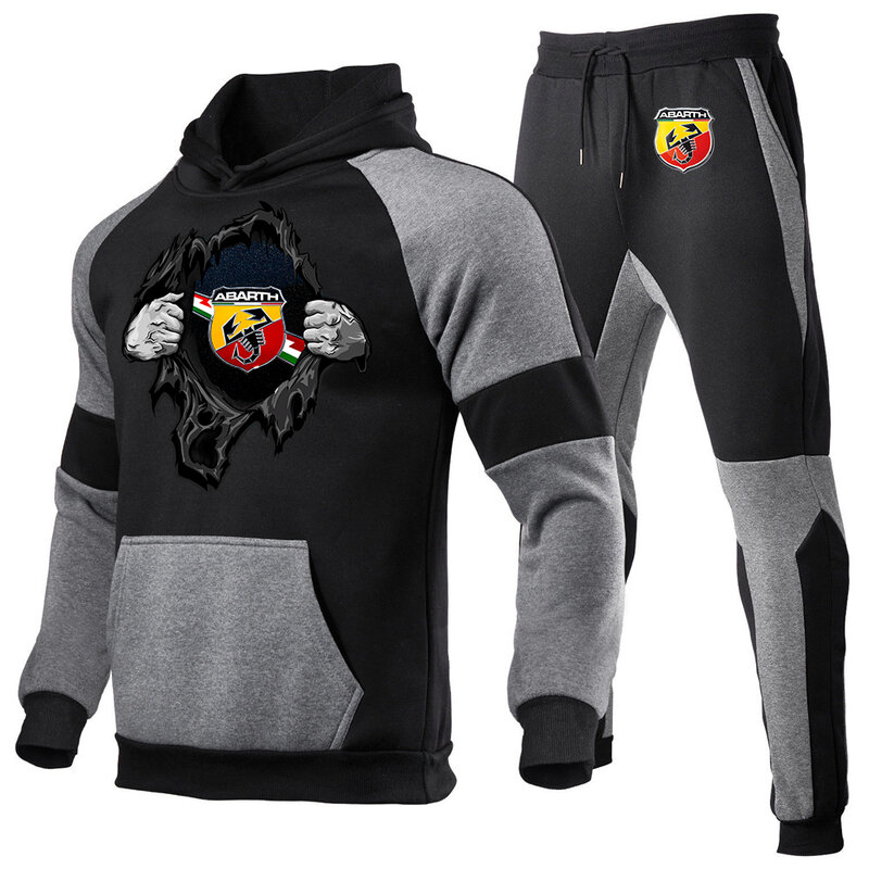 Fato de treino masculino ABARTH Logo, pulôver com capuz, moletons, moletom, conjuntos de marcas, ternos de moda outono inverno 2023