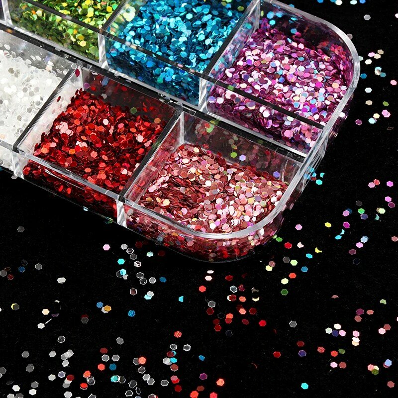 Lentejuelas holográficas de purpurina para relleno de resina epoxi, copos de limo hexagonal de 1MM, pigmento de papel, accesorios y materiales para manualidades DIY