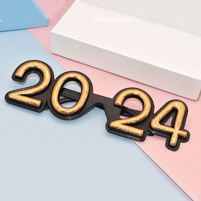 Kacamata angka Tahun Baru mainan lucu plastik kacamata Pesta tahun baru warna-warni 2024 Tahun Baru 2024 Kacamata Selamat Tahun Baru