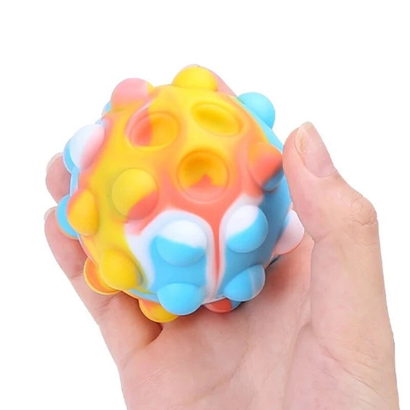 Mainan Dekompresi Kubus Anti Stres Gelembung Tekan Bola Pelangi Mainan Sensorik Penghilang Stres Bola Elastis Remas 3D untuk Hadiah Anak-anak