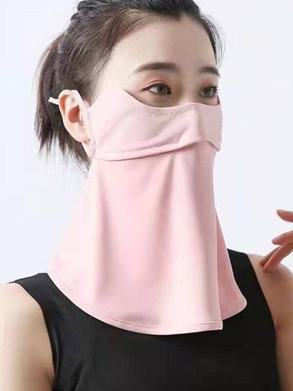 Nowa lodowy jedwab damska maska przeciwsłoneczna letnia Facekini gorąca anty-ultrafioletowa oddychająca pokrywa poliestrowa twarz