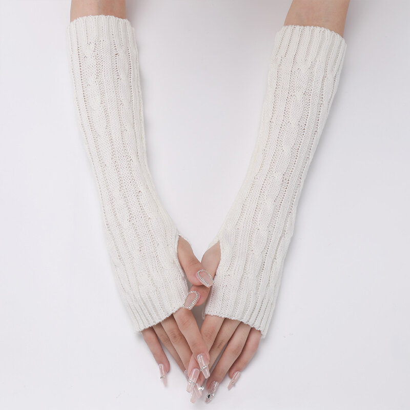 Fingerless Mittens Female Anime Gloves Women Knitted Gloves Arm Winter Warmers Japanese Goth Ankle Wrist Sleeves Harajuku Gloves