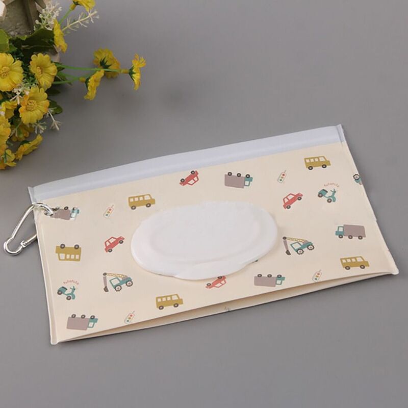 Fashion Useful Portable Baby Product Snap-Strap Flip Cover Wipes Holder Case Wet Wipes Bag Tissue Box Cosmetic Pouch