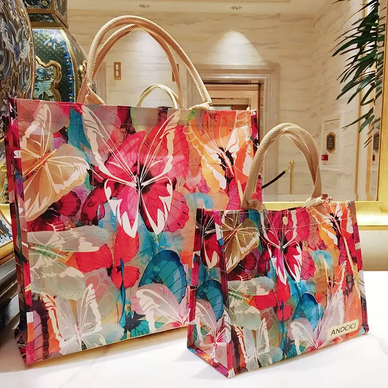 Impermeável Folding Shopping Bag para Mulheres, Ins Super Hot, Portable, Travel Storage, Impermeável, Feminino