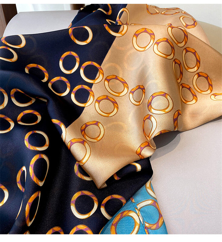 Bufanda de seda de imitación para mujer, pañuelo cuadrado pequeño con estampado, para el cuello y el pelo, para decorar el cabello, 70x70cm, primavera y verano, 2022