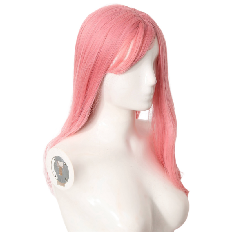 Smoke Pink Wig Long Wavy Bangs, Realistic Synthetic Fiber Wig, Used for Role-Playing, Masquerade, Christmas, Halloween