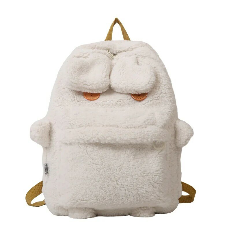 Персонализированный Рюкзак для женщин, милый плюшевый рюкзак с кроликом, из овечьей шерсти, школьный рюкзак