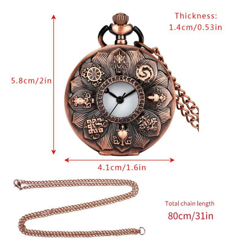 Vintage Rose Gold Steampunk Hollow Blooming Lotus Pattern Quartz Pocket Watch Necklace Chain Pendant Antique Clock for Men Women